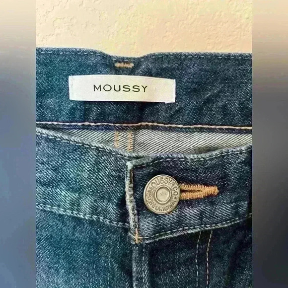 Moussy Vintage Straight Leg Denver Tapered Jeans in Dark Blue Size 28 - Picture 9 of 11